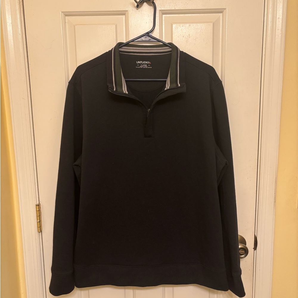 UNTUCKit Men's Navy Blue Business Casual Performance Quarter Zip Sweater